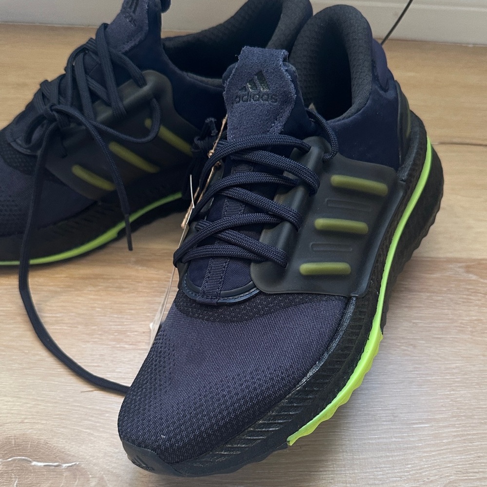 Adidas Men's X_PLR Boost Sneaker Black and Lime Green Running Shoes